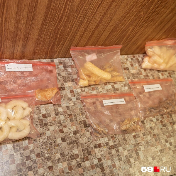 На столе в зип-пакетах лежат продукты разных этапов производства — от зерна до готового лакомства | Источник: Василина Любимова / 59.RU