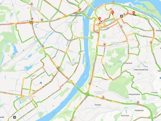 Текущая дорожная обстановка в городе | Источник: Яндекс.Карты
