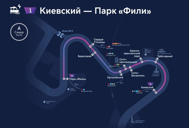 Маршрут московского речного транспорта | Источник: transport.mos.ru