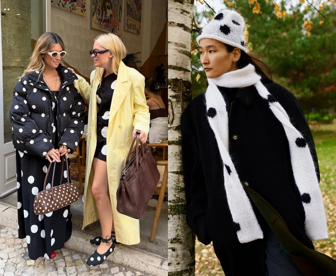 Polka dot остается с нами и этой зимой: где купить «теплый» горошек и как его стилизовать | marieclaire.ru