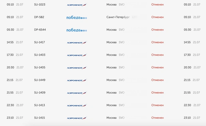 Под отмену также попал рейс в Санкт-Петербург | Источник: ar-svx.ru