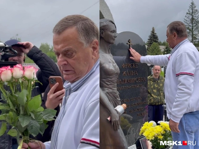 С цветами к могиле дочери пришел и отец Владимир Фриске (Копылов) | Источник: корреспондент MSK1.RU
