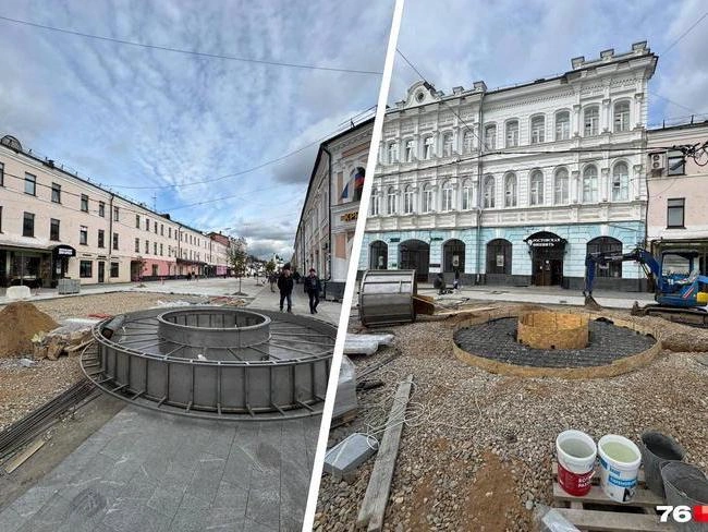 На улице Кирова в Ярославле устанавливают фонтан | Источник: Александр Куренной / 76.RU