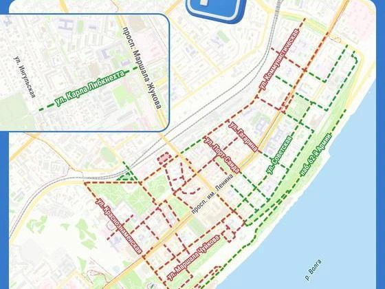 Платные парковочные зоны охватят значительную часть центрального района Волгограда. | Источник: Юрий Скулыбердин / V1.RU