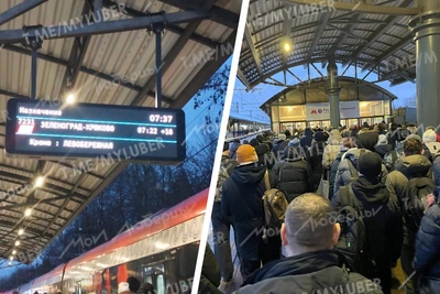 Очереди на платформах из-за задержек электричек