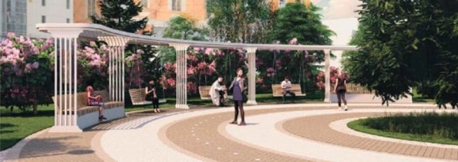 Куда же без качелей в современной Тюмени? Тоже сделают и вот такие скамейки поставят | Источник: администрация города Тюмени