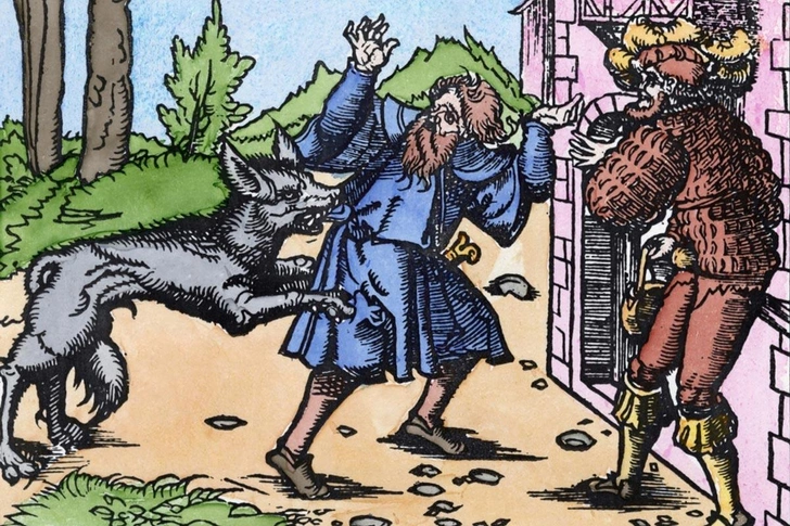 Оборотень нападает на человека. Гравюра на дереве, Германия, XV век | Источник: Granger Collection / BAYERISCHE STAATSBIBLIOTHEK, MUNICH