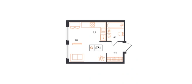 Есть студии, которые легко зонировать с помощью мебели и даже превратить в классическую однокомнатную | Источник: «Характер»