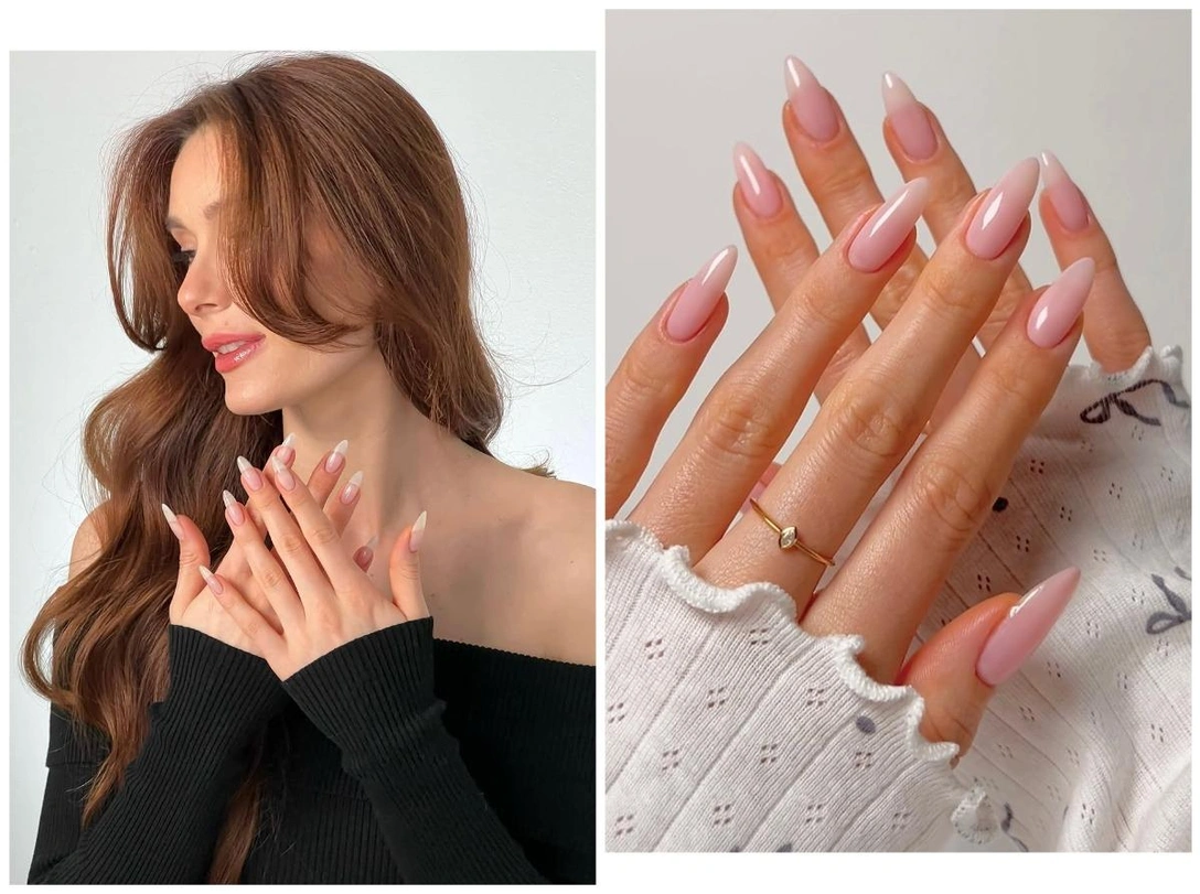 Маникюр на миндальную форму ногтей 2025: добавляем конфетти и не жалеем блесток | marieclaire.ru