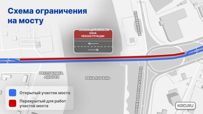 В Краснодаре с 16 апреля перекроют Тургеневский мост. Показываем схемы объезда