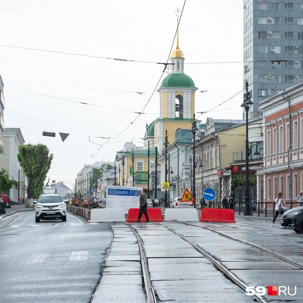Реконструкцию начали на Ленина между Комсомольским проспектом и 25 Октября | Источник: Василина Любимова / 59.RU