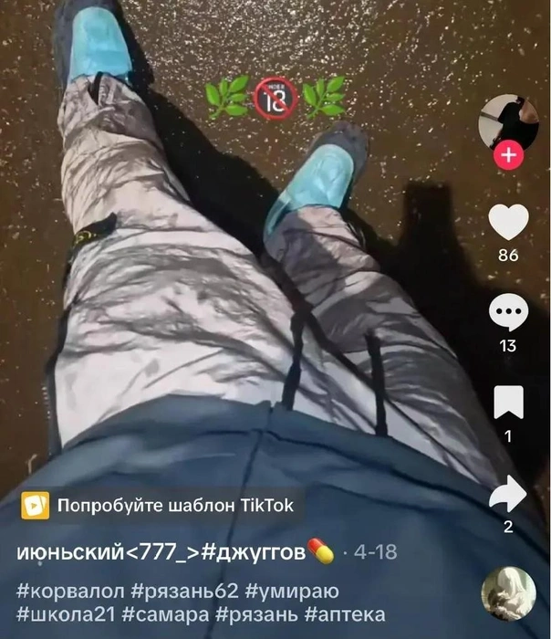Рязанские школьники снимают видео о своей страсти к употреблению веществ | Источник: TikTok