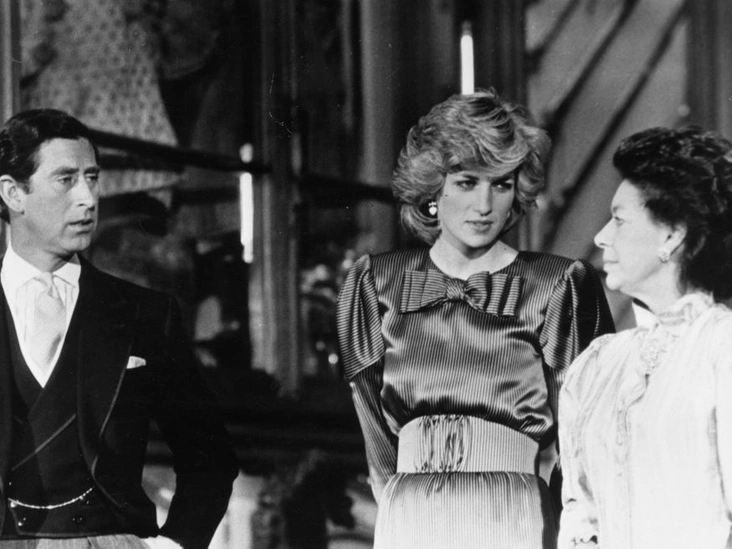 Принц Чарльз, принцесса Диана и принцесса Маргарет в Виндзорском замке, 16 апреля 1985