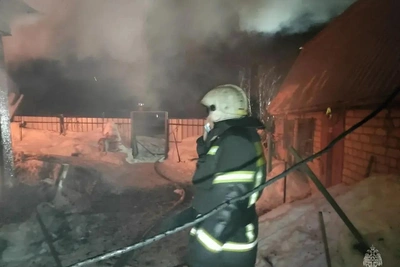 Ночной пожар в барнаульском селе Лебяжье