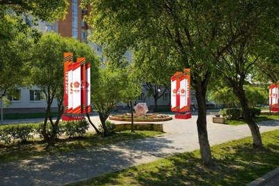 Тюмень представила дизайн украшений к Дню Победы