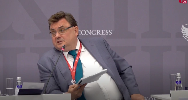 Министр юстиции Чуйченко: улицы в Петербурге названы именами народовольцев и террористов | Источник: Константин Чуйченко, скриншот трансляции ПМЮФ