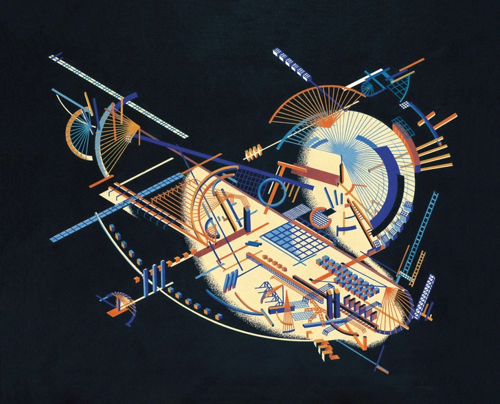 Я. Чернихов. «Архитектурная фантазия № 95» из цикла «Архитектурные фантазии». 1929-1932, Российский государственный архив литературы и искусства | Источник:  Российский государственный архив литературы и искусства