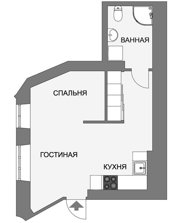 Уютная, светлая студия 31 м² в Гетеборге