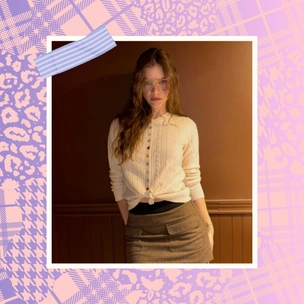 Кардиган с косами + мини-юбка — формула красивого образа на зиму 2025/26 от Барбары Палвин