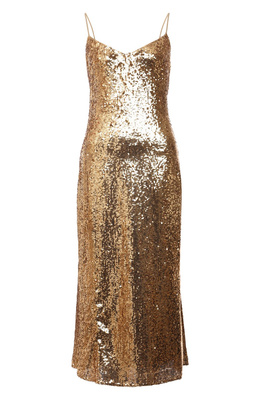 Женское золотое платье с пайетками POLO RALPH LAUREN