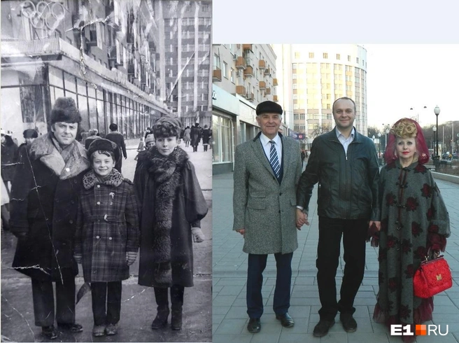Папа, мама и сын: два снимка в одной и той же локации на проспекте Ленина | Источник: семейный архив Ирины Панкевич