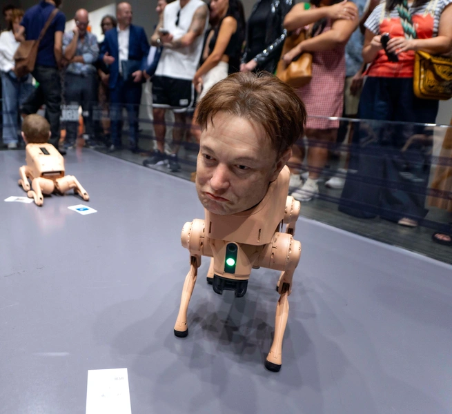 Собака-Маск испражняется — извольте съесть: урок реальности от художника Бипла