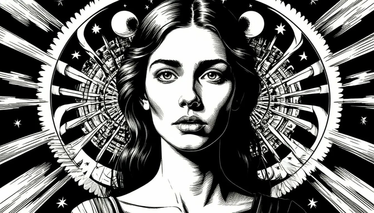 Черно-белая графика в стиле Маурица Эшера | Источник: Шедеврум