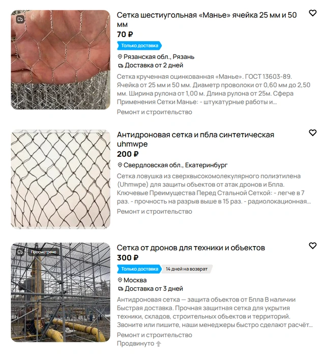 Заказать установку конструкций из строительных лесов с защитной сеткой будет стоить очень дорого для рядового потребителя | Источник: скриншот avito.ru