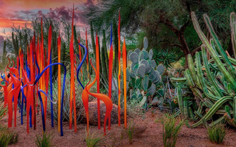 Художник украсил ботанический сад стеклянными скульптурами