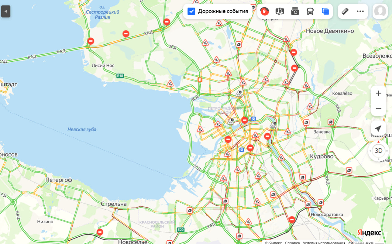 Пробки в Петербурге небывалые — уже…