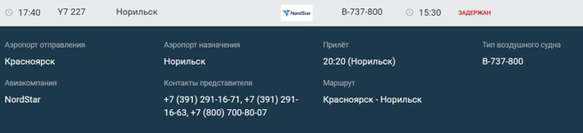 Рейс перенесли на сутки | Источник: kja.aero