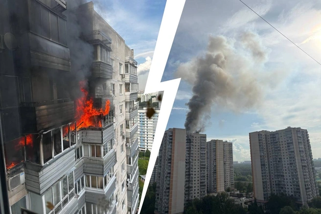 В Москве вспыхнула многоэтажка в Северном Чертаново | Источник: Чертаново / T.me