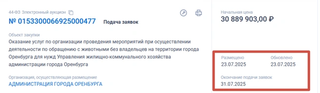 Очередной тендер | Источник: Госзакупки