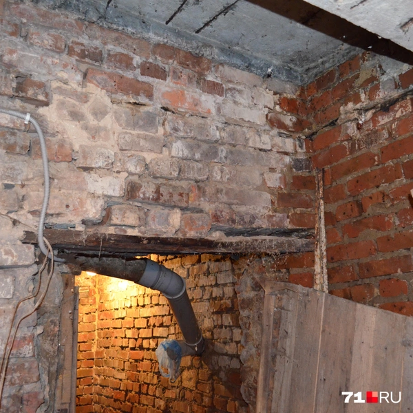 Видно, что часть кладки мокрая | Источник: Максим Улитов / 71.RU