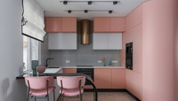 Розовый цвет на кухне: 30+ примеров