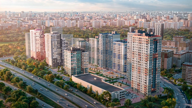 ЖК «Новая Ботаника» занимает целый квартал на улице Крестинского. Он состоит из семи домов. Пять уже построены, шестой строится сейчас | Источник: «Ривьера Инвест Екатеринбург»
