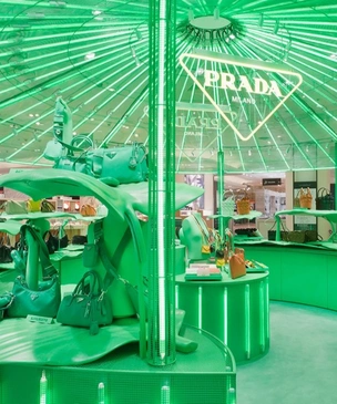 Неоновое pop-up пространство Prada в Париже