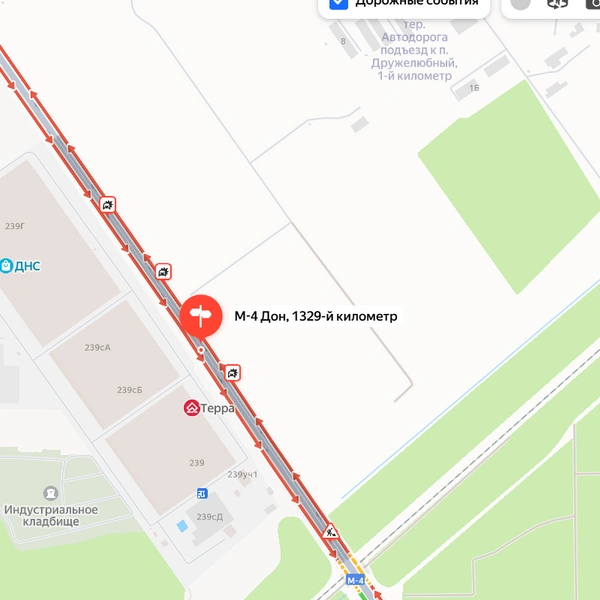 В районе затора четыре аварии подряд | Источник: Яндекс Карты