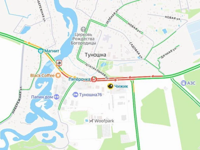 В Туношне перекрыли дорогу | Источник: Яндекс. Карты