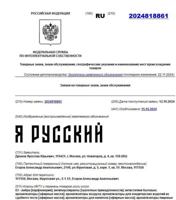 Ярославу Дронову не отказывали в регистрации товарного знака «Я русский». Его лишь попросили обосновать свои доводы | Источник: https://new.fips.ru/