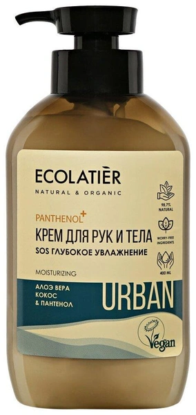 Ecolatier Urban Крем для рук и тела SOS Глубокое увлажнение алоэ вера, кокос & пантенол