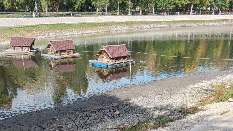 В парке Металлургов озеро превратилось в лужу — фото