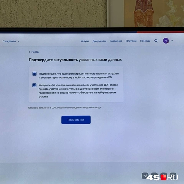 Если все данные актуальны и верны то получаем код из смс | Источник: Кирилл Митин /45.ru