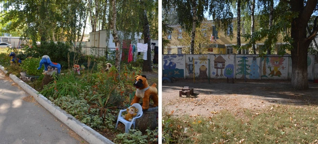 двор с рисунками