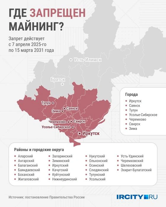 Круглогодичный запрет майнинга действует в 29 городах и районах Иркутской области | Источник: Юрий Скулыбердин / Городские медиа