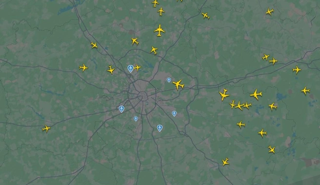 Обстановка в небе над Москвой | Источник: flightradar24.com