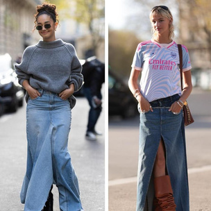 Самые модные джинсовые юбки на лето 2024 — макси, с рюшами и блестящие