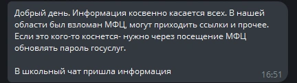 Такие сообщения приходят курганцам в школьные и домовые чаты | Источник: Читатель 45.RU 