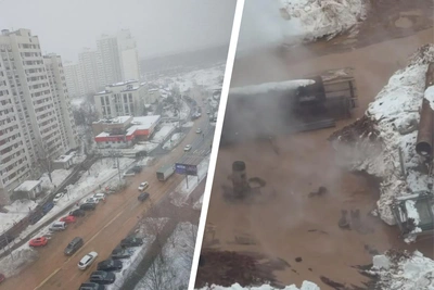 Прорыв трубы с горячей водой в Южном Бутово — улица затоплена