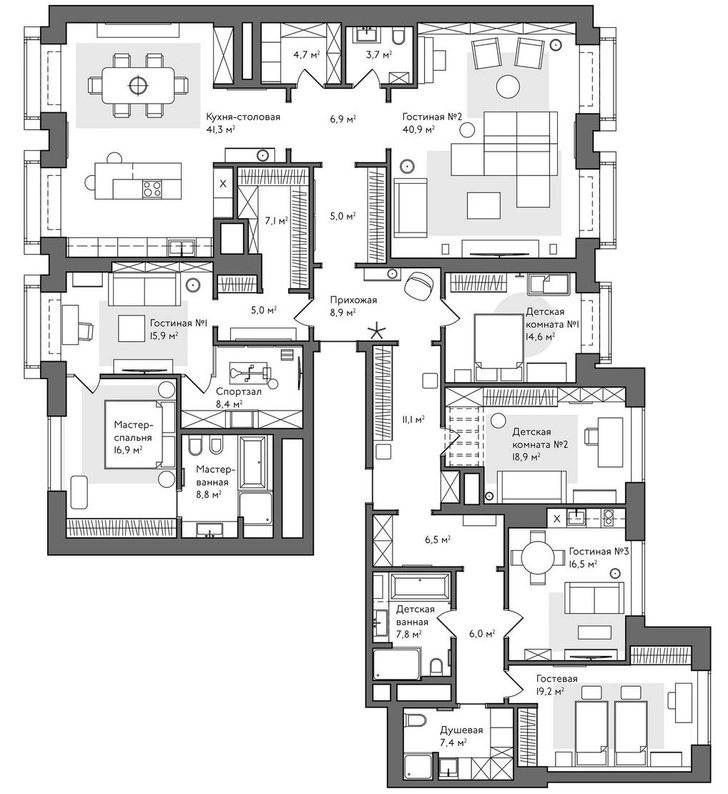 Московская квартира 300 м² с английским акцентом